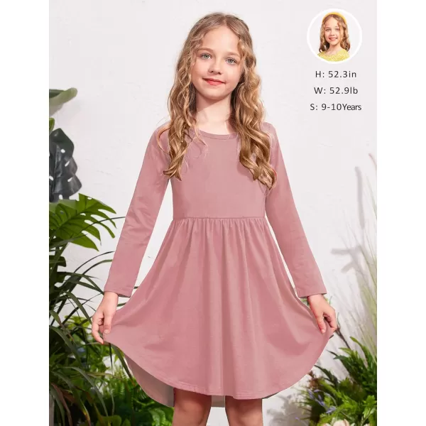 Arshiner Girl Long Sleeve A Line Skater Casual Twirly Casual Dress