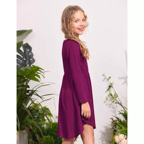 Arshiner Girl Long Sleeve A Line Skater Casual Twirly Casual Dress