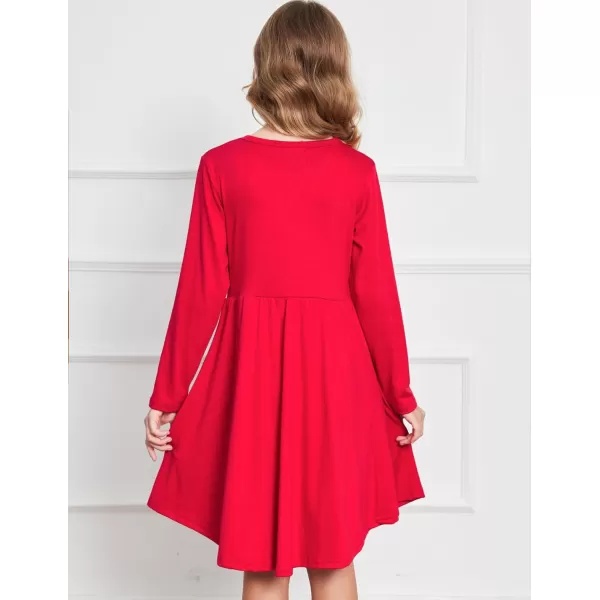 Arshiner Girl Long Sleeve A Line Skater Casual Twirly Casual Dress