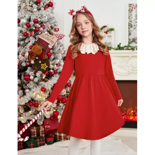 Arshiner Girl Long Sleeve A Line Skater Casual Twirly Casual Dress