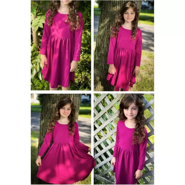 Arshiner Girl Long Sleeve A Line Skater Casual Twirly Casual Dress