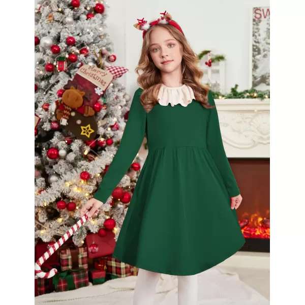 Arshiner Girl Long Sleeve A Line Skater Casual Twirly Casual Dress