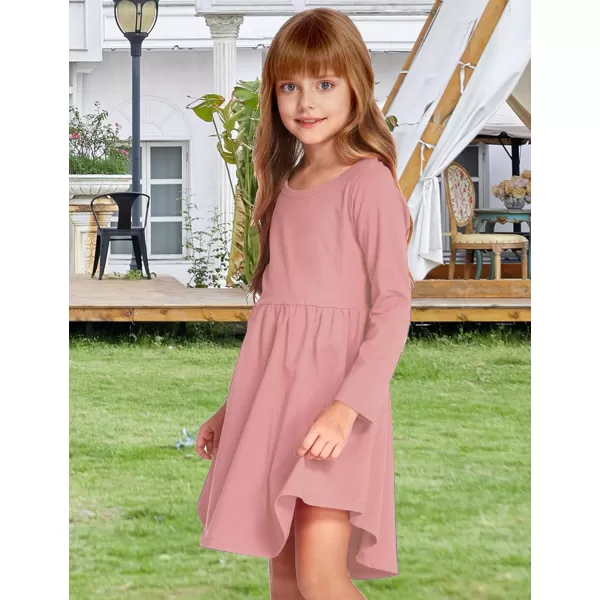 Arshiner Girl Long Sleeve A Line Skater Casual Twirly Casual Dress