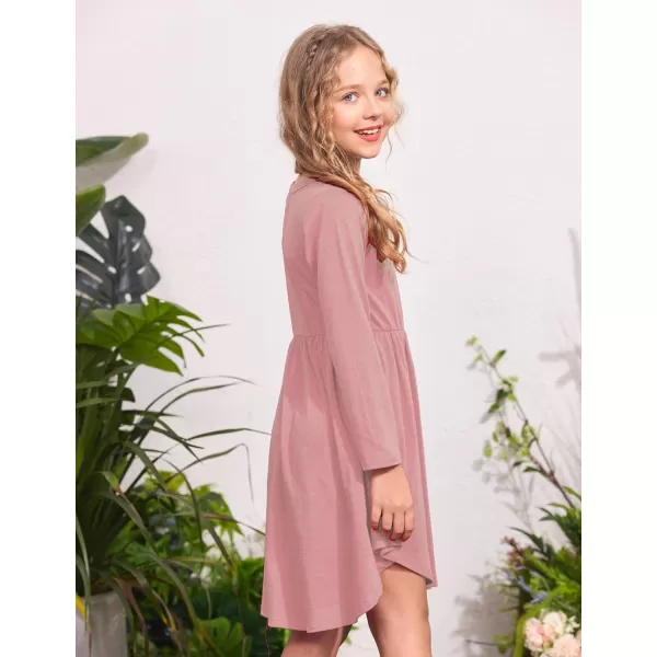 Arshiner Girl Long Sleeve A Line Skater Casual Twirly Casual Dress