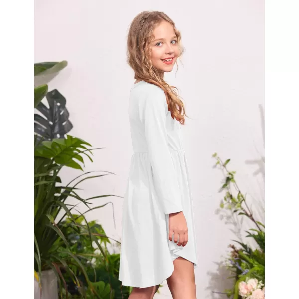 Arshiner Girl Long Sleeve A Line Skater Casual Twirly Casual Dress