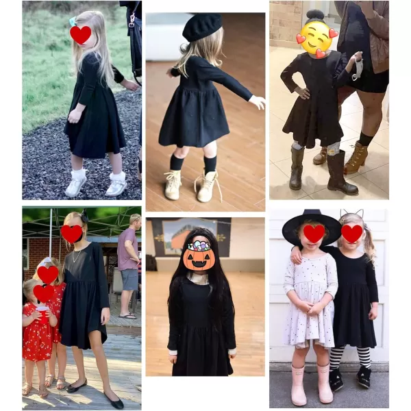 Arshiner Girl Long Sleeve A Line Skater Casual Twirly Casual Dress