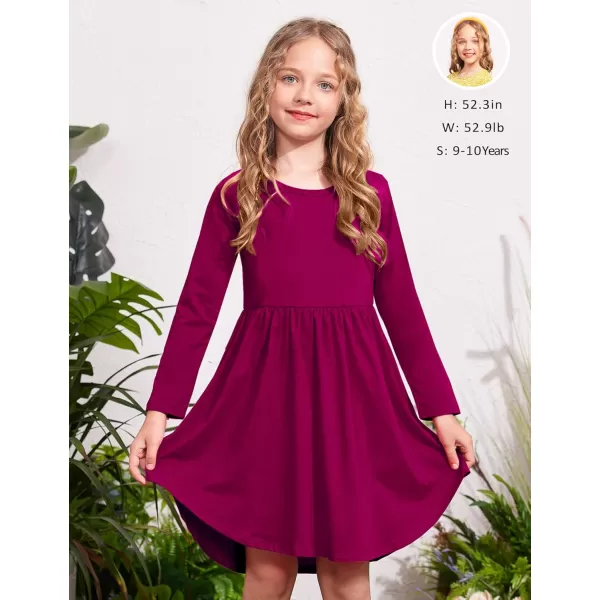 Arshiner Girl Long Sleeve A Line Skater Casual Twirly Casual Dress