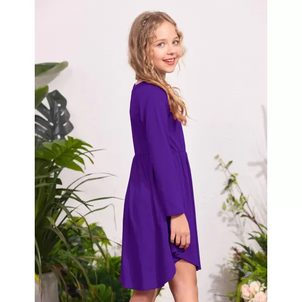 Arshiner Girl Long Sleeve A Line Skater Casual Twirly Casual Dress
