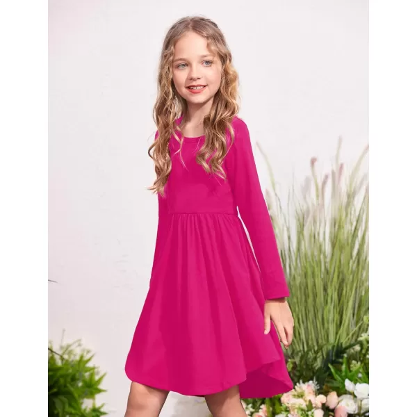 Arshiner Girl Long Sleeve A Line Skater Casual Twirly Casual Dress