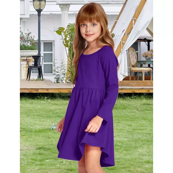 Arshiner Girl Long Sleeve A Line Skater Casual Twirly Casual Dress