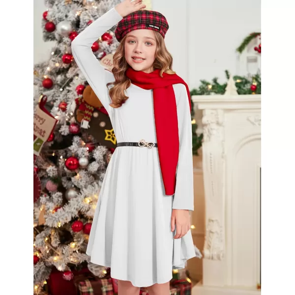Arshiner Girl Long Sleeve A Line Skater Casual Twirly Casual Dress