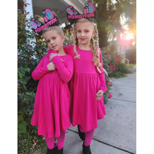 Arshiner Girl Long Sleeve A Line Skater Casual Twirly Casual Dress