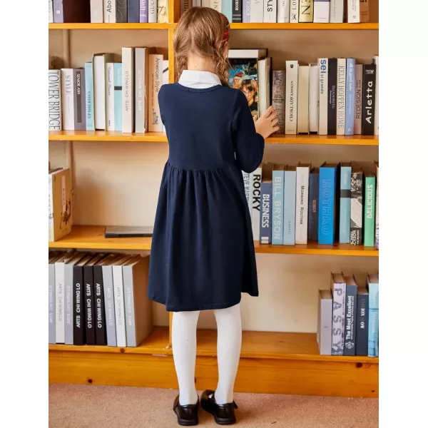Arshiner Girl's Dresses Button Down Midi Long Sleeve Casual Sundress A-line Dress with Pockets