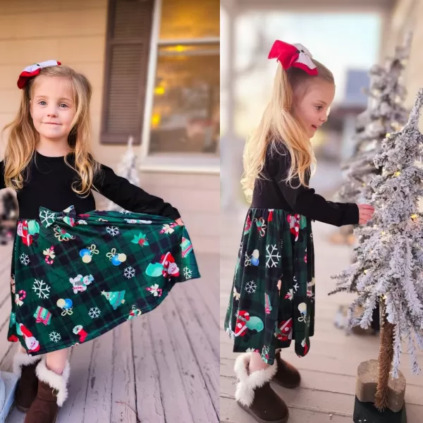 Arshiner Girls Long Sleeve Dress A line Twirly Skater Casual Bow Tie Dress