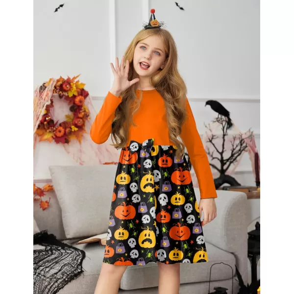 Arshiner Girls Long Sleeve Dress A line Twirly Skater Casual Bow Tie Dress