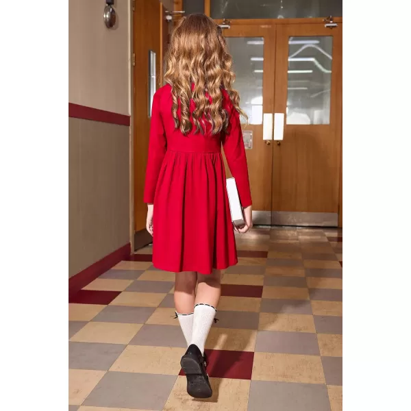 Arshiner Girls Long Sleeve Dress A line Twirly Skater Casual Bow Tie Dress