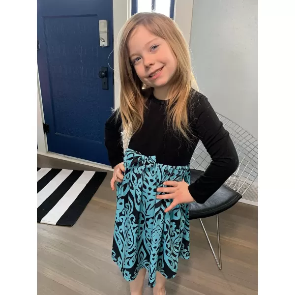 Arshiner Girls Long Sleeve Dress A line Twirly Skater Casual Bow Tie Dress
