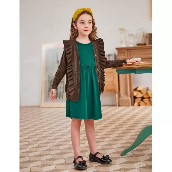 Arshiner Girls Long Sleeve Dress A line Twirly Skater Casual Bow Tie Dress