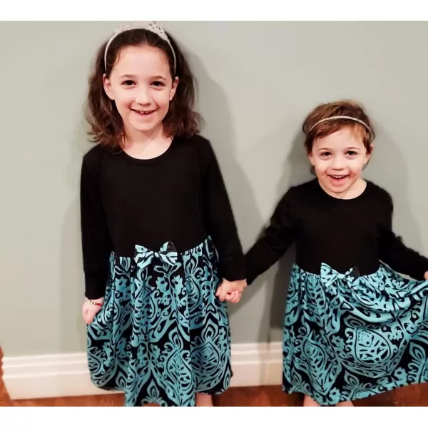 Arshiner Girls Long Sleeve Dress A line Twirly Skater Casual Bow Tie Dress