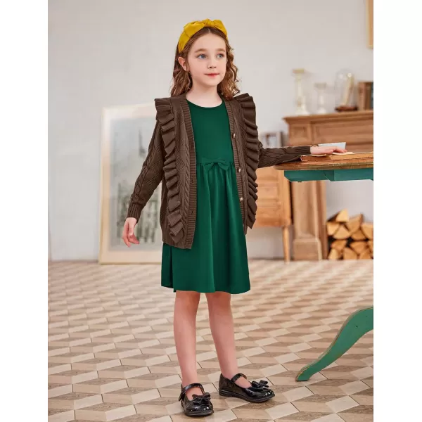 Arshiner Girls Long Sleeve Dress A line Twirly Skater Casual Bow Tie Dress