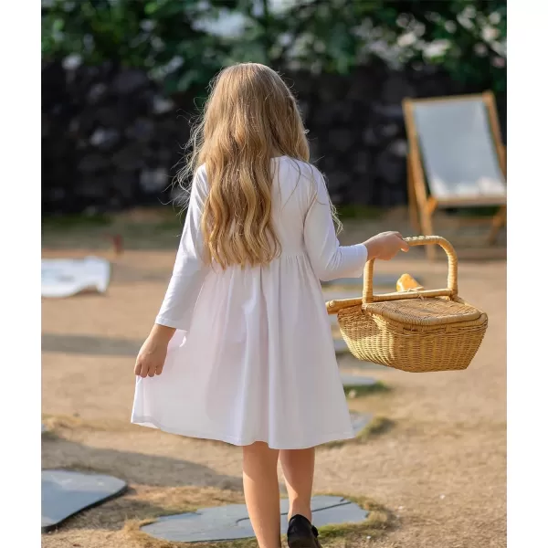 Arshiner Girls Long Sleeve Dress A line Twirly Skater Casual Bow Tie Dress