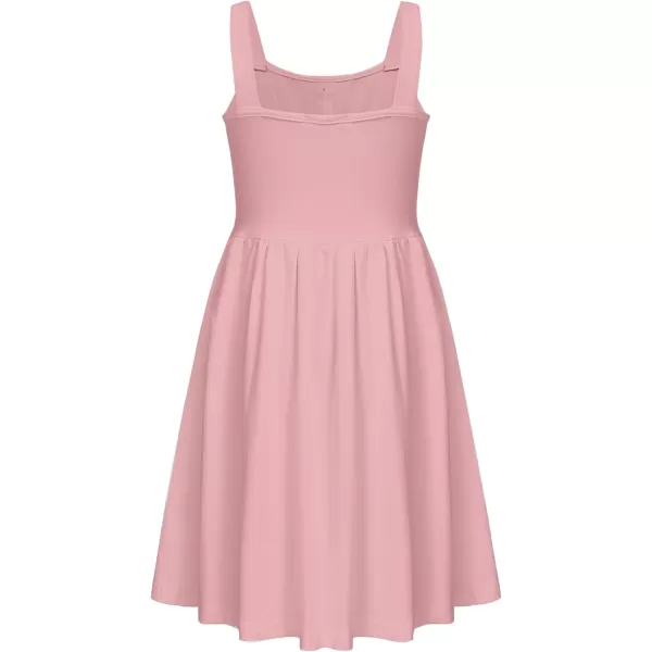 Arshiner Girl's Spaghetti Strap Button Down Midi Sleeveless Summer Casual Sundress A-line Dress with Pockets