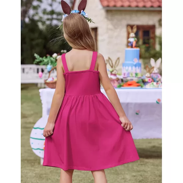 Arshiner Girl's Spaghetti Strap Button Down Midi Sleeveless Summer Casual Sundress A-line Dress with Pockets