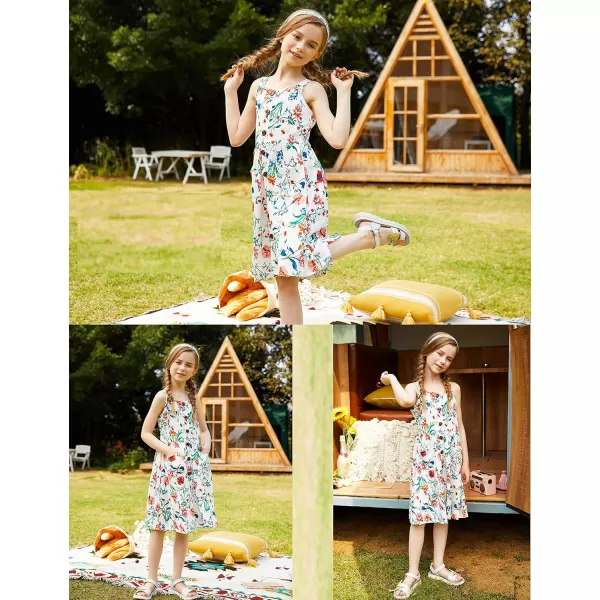 Arshiner Girl's Spaghetti Strap Button Down Midi Sleeveless Summer Casual Sundress A-line Dress with Pockets