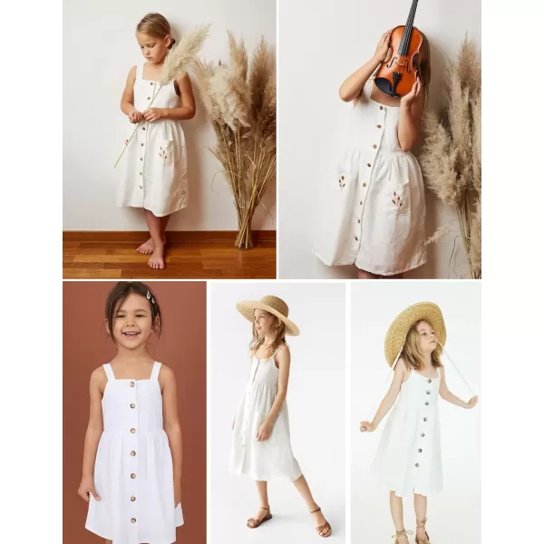 Arshiner Girl's Spaghetti Strap Button Down Midi Sleeveless Summer Casual Sundress A-line Dress with Pockets