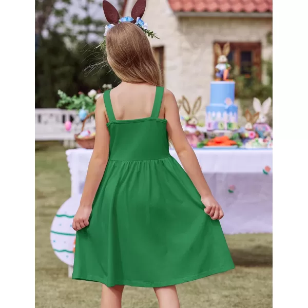 Arshiner Girl's Spaghetti Strap Button Down Midi Sleeveless Summer Casual Sundress A-line Dress with Pockets