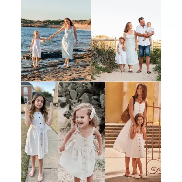 Arshiner Girl's Spaghetti Strap Button Down Midi Sleeveless Summer Casual Sundress A-line Dress with Pockets