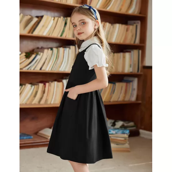 Arshiner Girl's Spaghetti Strap Button Down Midi Sleeveless Summer Casual Sundress A-line Dress with Pockets