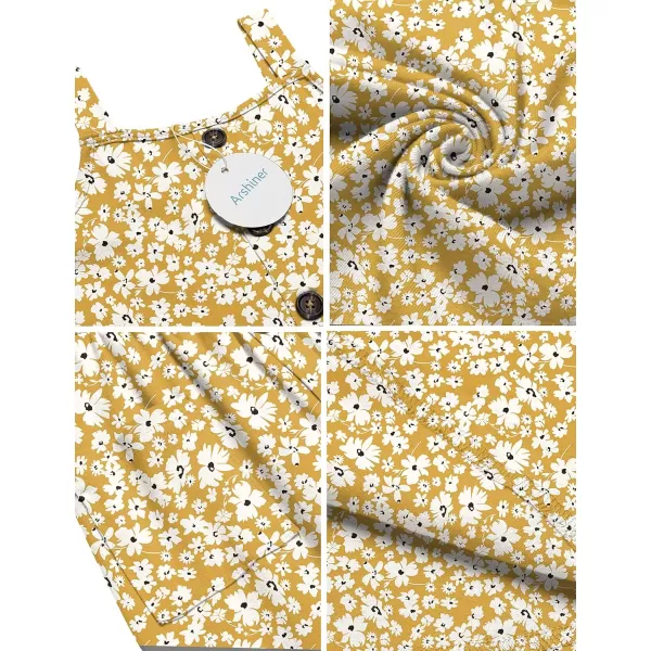 Arshiner Girl's Spaghetti Strap Button Down Midi Sleeveless Summer Casual Sundress A-line Dress with Pockets