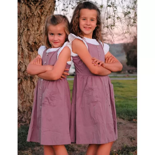 Arshiner Girl's Spaghetti Strap Button Down Midi Sleeveless Summer Casual Sundress A-line Dress with Pockets