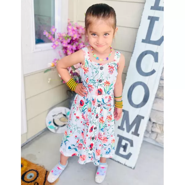 Arshiner Girl's Spaghetti Strap Button Down Midi Sleeveless Summer Casual Sundress A-line Dress with Pockets