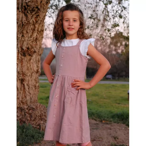Arshiner Girl's Spaghetti Strap Button Down Midi Sleeveless Summer Casual Sundress A-line Dress with Pockets