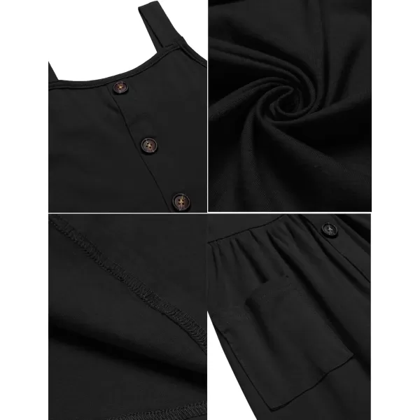 Arshiner Girl's Spaghetti Strap Button Down Midi Sleeveless Summer Casual Sundress A-line Dress with Pockets