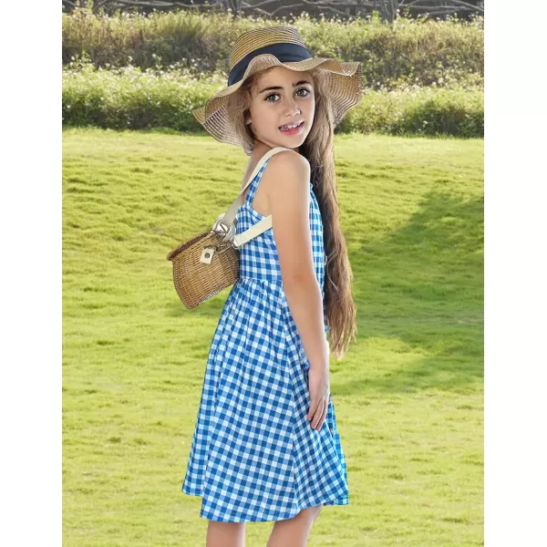 Arshiner Girl's Spaghetti Strap Button Down Midi Sleeveless Summer Casual Sundress A-line Dress with Pockets