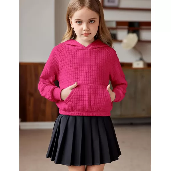 Arshiner Girls Sweatshirt Waffle Cropped Hoodies Casual Long Sleeve Pullover Tops for Kids