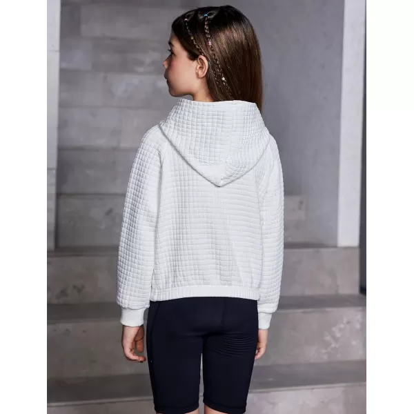 Arshiner Girls Sweatshirt Waffle Cropped Hoodies Casual Long Sleeve Pullover Tops for Kids
