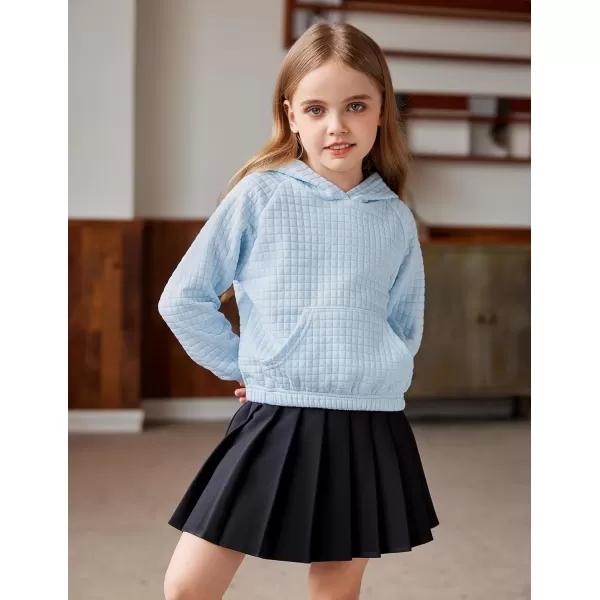 Arshiner Girls Sweatshirt Waffle Cropped Hoodies Casual Long Sleeve Pullover Tops for Kids