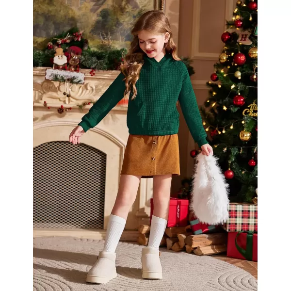 Arshiner Girls Sweatshirt Waffle Cropped Hoodies Casual Long Sleeve Pullover Tops for Kids