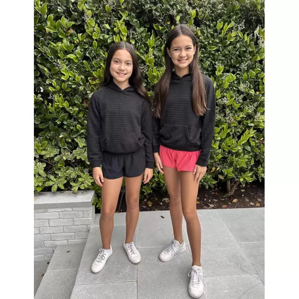 Arshiner Girls Sweatshirt Waffle Cropped Hoodies Casual Long Sleeve Pullover Tops for Kids