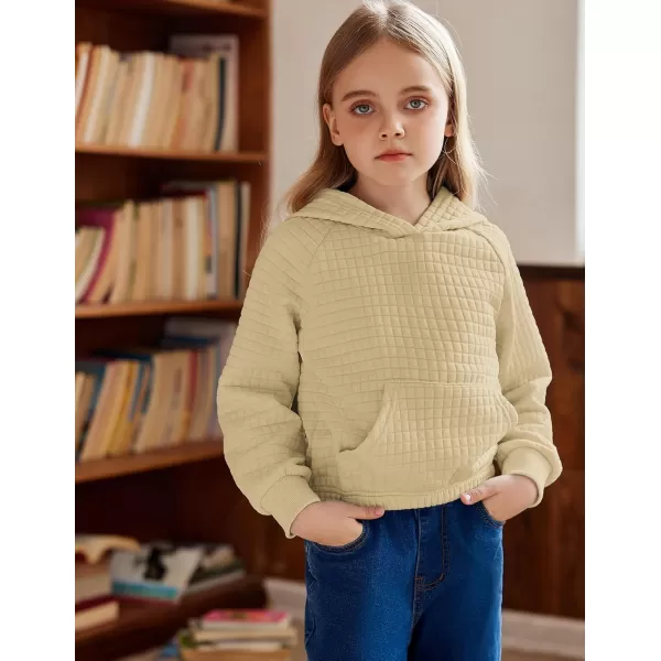 Arshiner Girls Sweatshirt Waffle Cropped Hoodies Casual Long Sleeve Pullover Tops for Kids