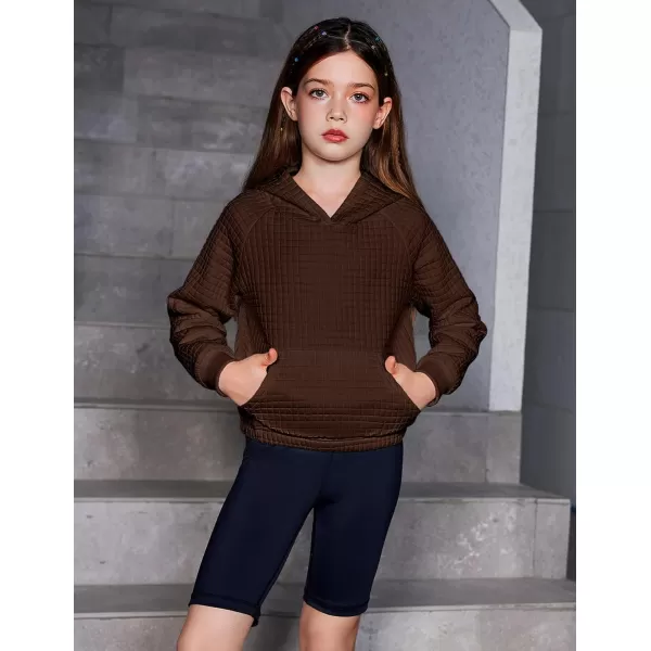 Arshiner Girls Sweatshirt Waffle Cropped Hoodies Casual Long Sleeve Pullover Tops for Kids