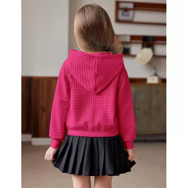 Arshiner Girls Sweatshirt Waffle Cropped Hoodies Casual Long Sleeve Pullover Tops for Kids