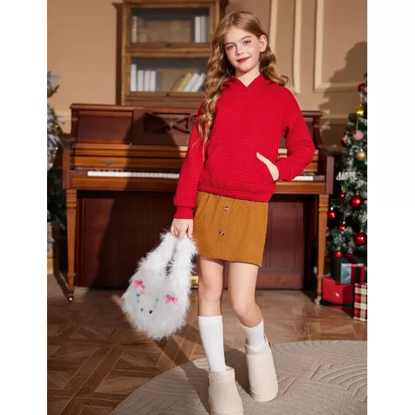 Arshiner Girls Sweatshirt Waffle Cropped Hoodies Casual Long Sleeve Pullover Tops for Kids