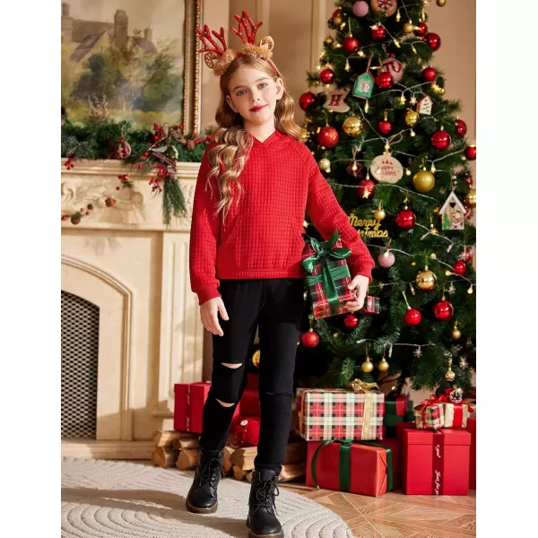 Arshiner Girls Sweatshirt Waffle Cropped Hoodies Casual Long Sleeve Pullover Tops for Kids