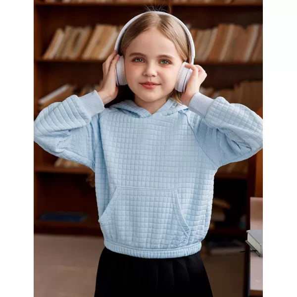 Arshiner Girls Sweatshirt Waffle Cropped Hoodies Casual Long Sleeve Pullover Tops for Kids