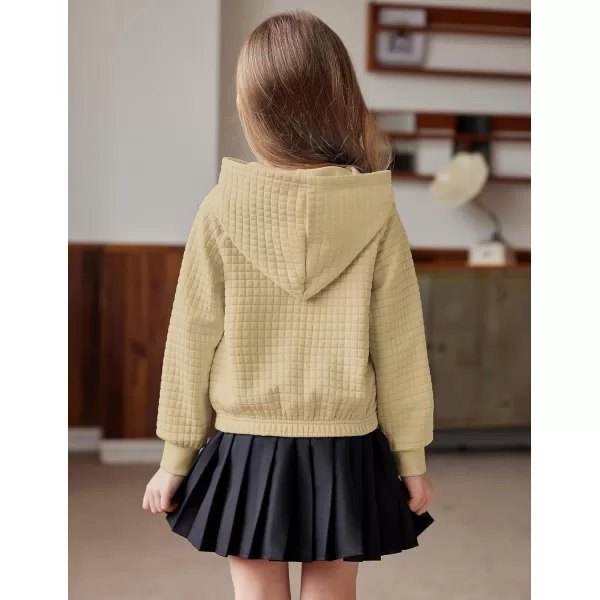 Arshiner Girls Sweatshirt Waffle Cropped Hoodies Casual Long Sleeve Pullover Tops for Kids